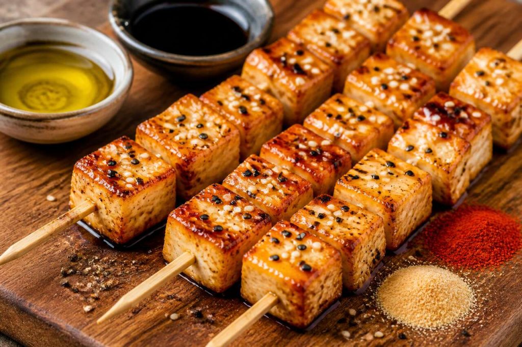 Recette de brochettes de halloumi au miel et au sésame