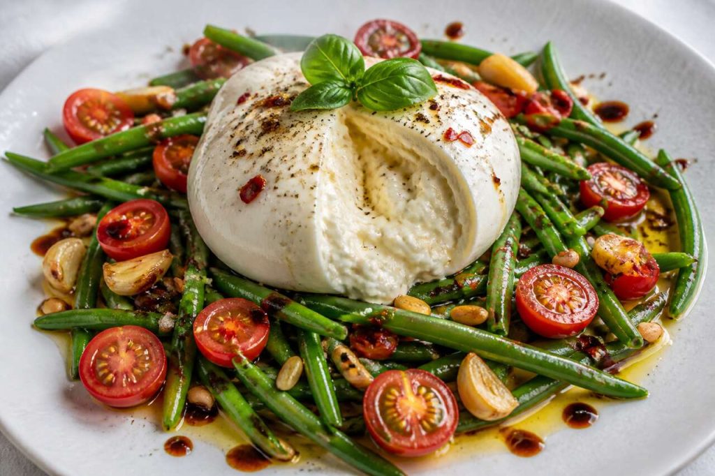 Recette de burrata aux haricots verts à l'italienne