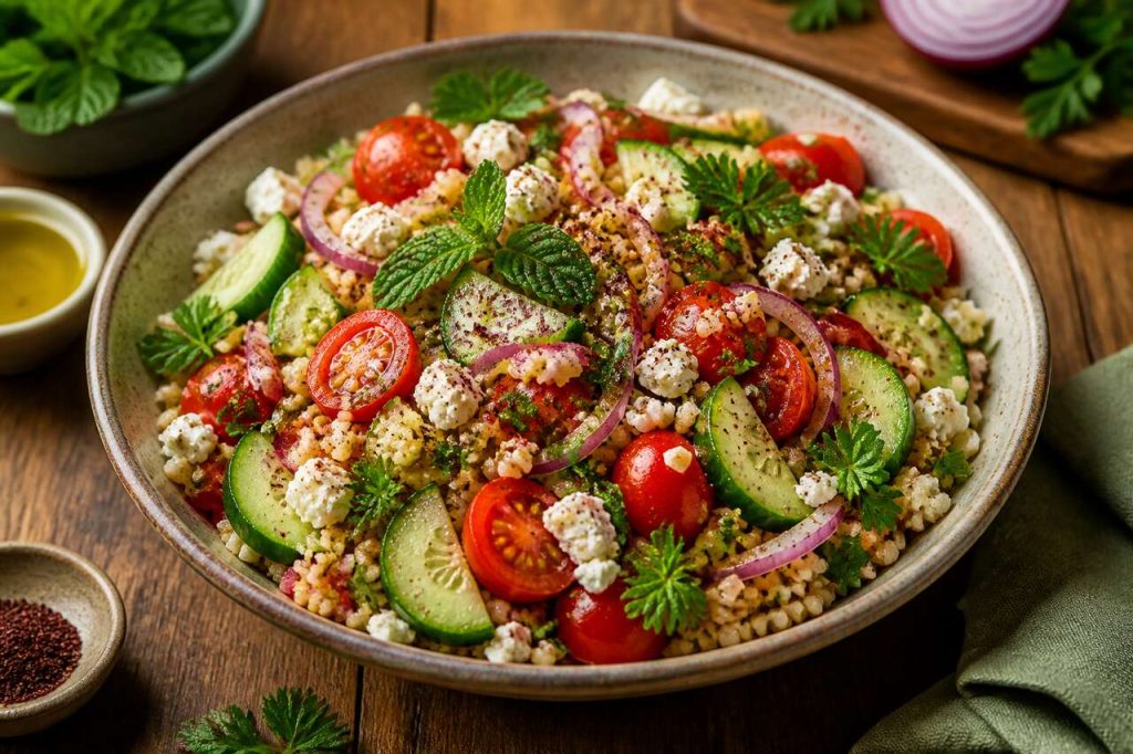 Recette de salade de boulgour à la feta et aux herbes fraîches
