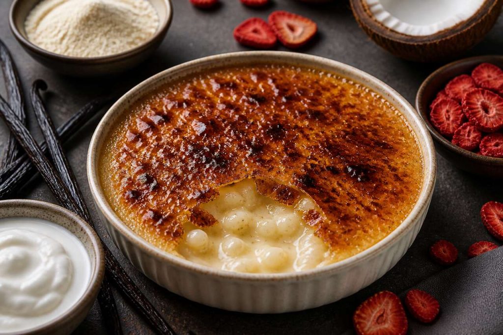 Recette du riz au lait aux fraises façon crème brûlée
