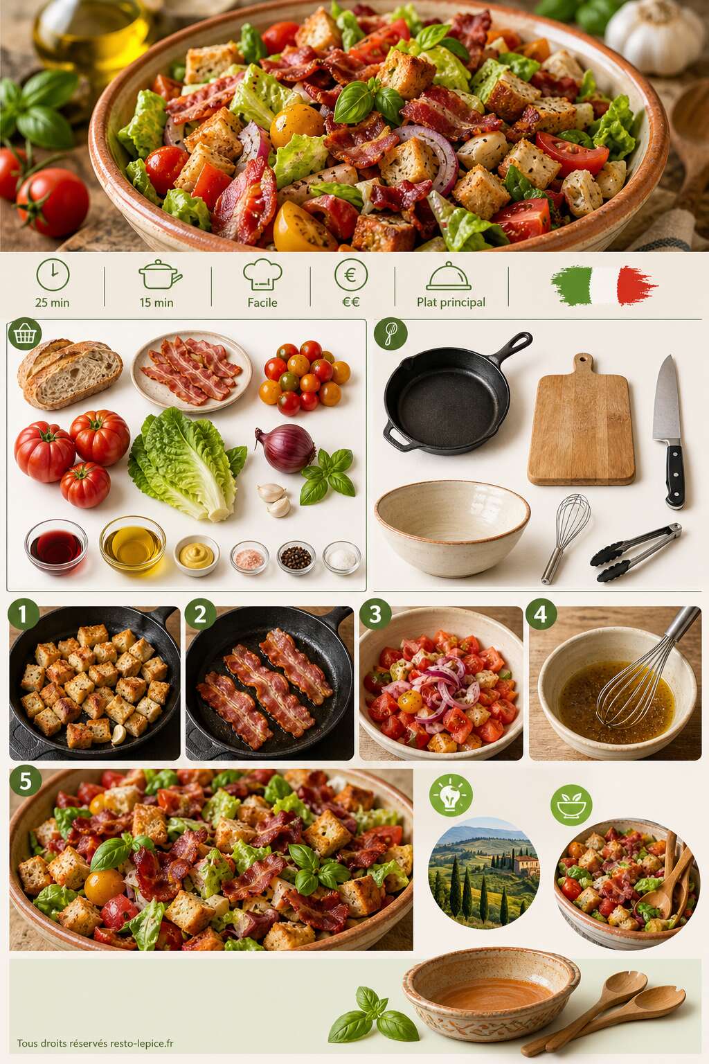 Fiche recette Recette de panzanella fa&ccedil;on BLT