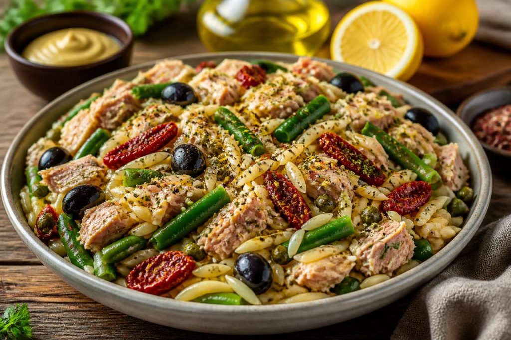 Recette de salade d'orzo aux haricots verts et thon