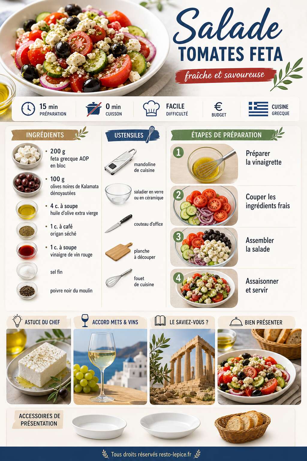 Fiche recette Recette de salade tomates feta : fraîche et savoureuse Fiche recette Recette de salade tomates feta : fraîche et savoureuse