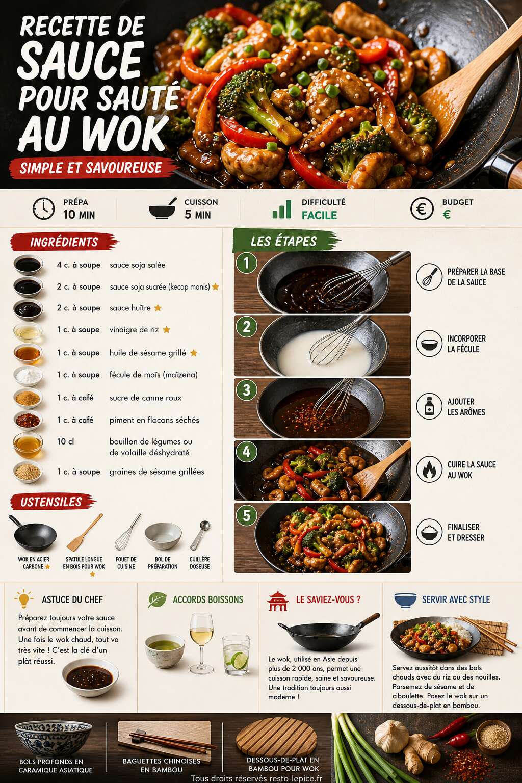 Fiche recette Recette de sauce pour saut&eacute; au wok : simple et savoureuse
