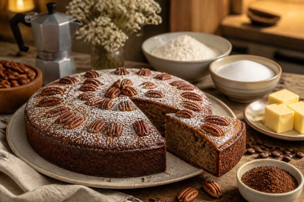 Recette du gâteau au café et aux noix de pécan