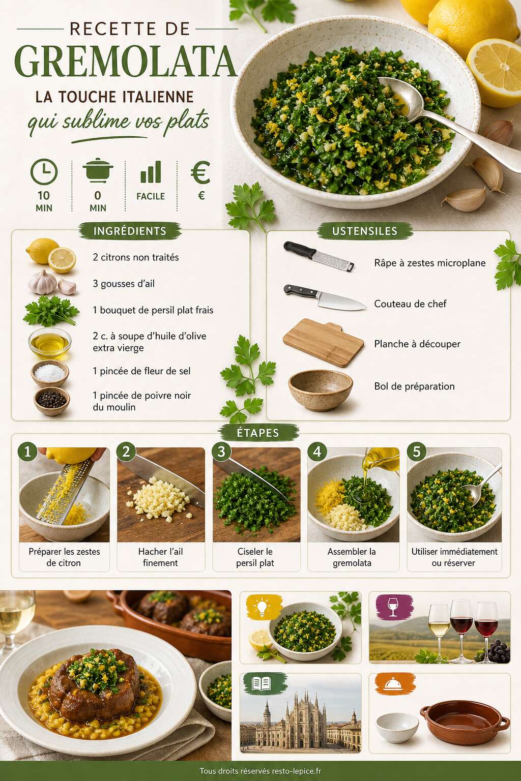 Fiche recette Recette de gremolata : la touche italienne qui sublime vos plats Fiche recette Recette de gremolata : la touche italienne qui sublime vos plats