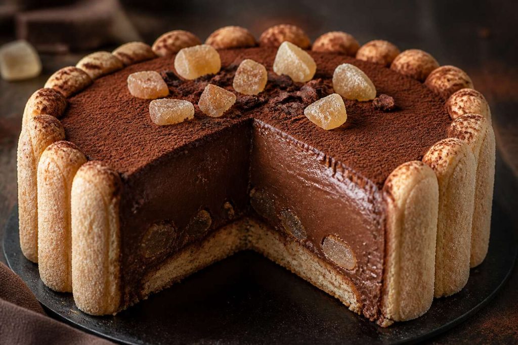 Recette de charlotte au chocolat et au gingembre confit