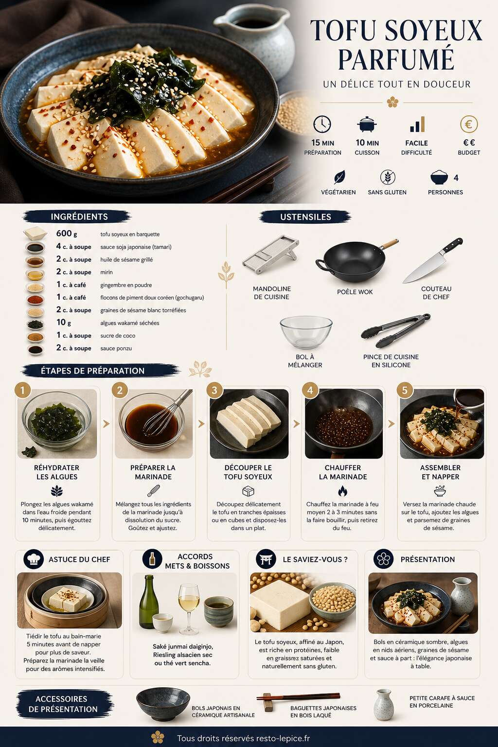 Fiche recette Recette de tofu soyeux parfumé : un délice tout en douceur Fiche recette Recette de tofu soyeux parfumé : un délice tout en douceur