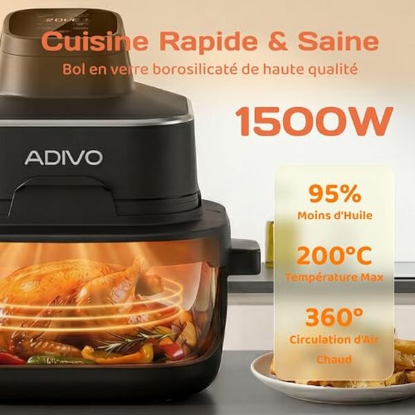 Découvrez notre test détaillé de la friteuse à air ADIVO 1500W avec double capacité et design en verre. Performances, avantages et avis complets pour bien choisir.