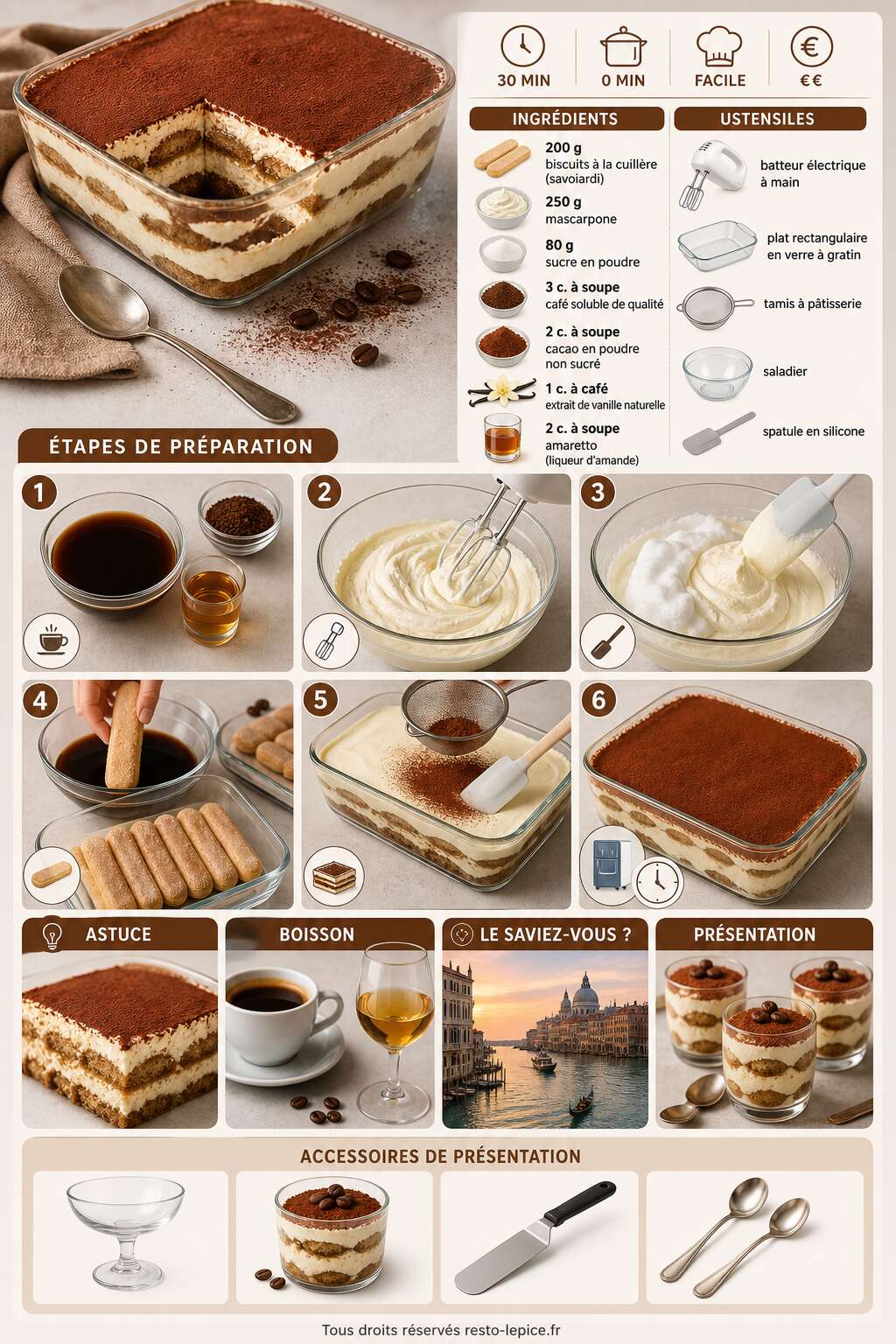 Fiche recette La meilleure recette de tiramisu Fiche recette La meilleure recette de tiramisu