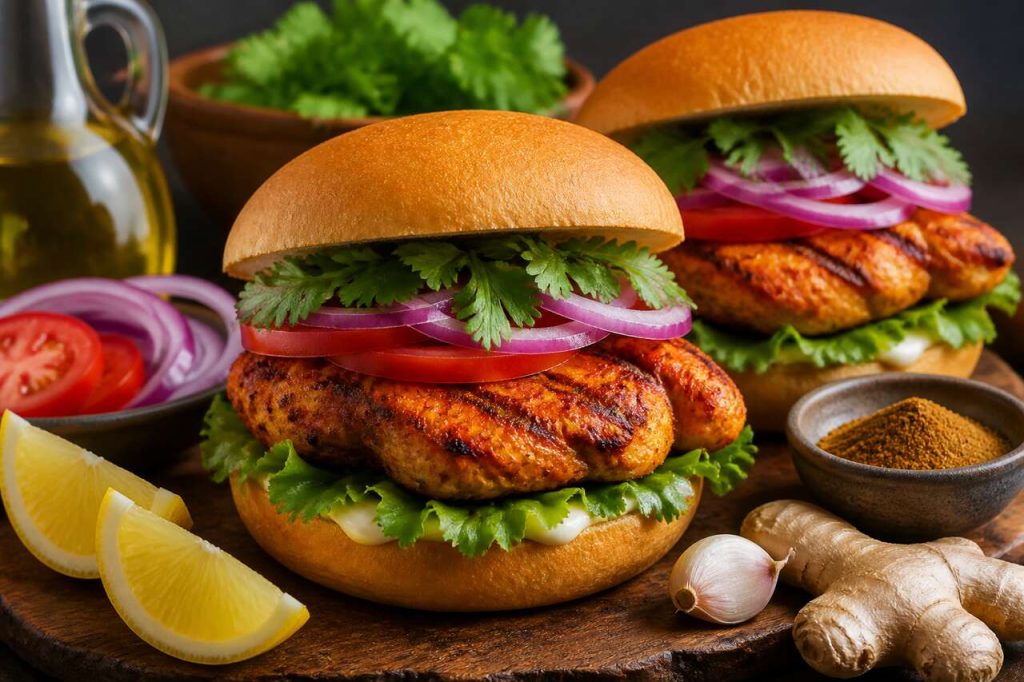 Recette de burgers au poulet tikka