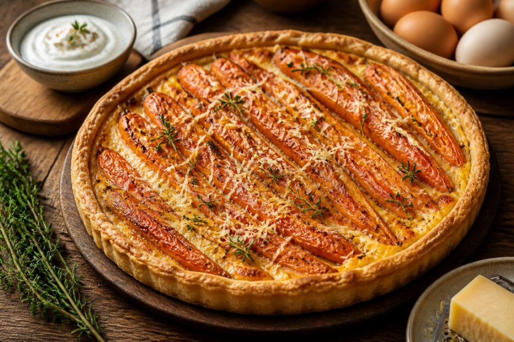 Recette de tarte à la carotte et au comté
