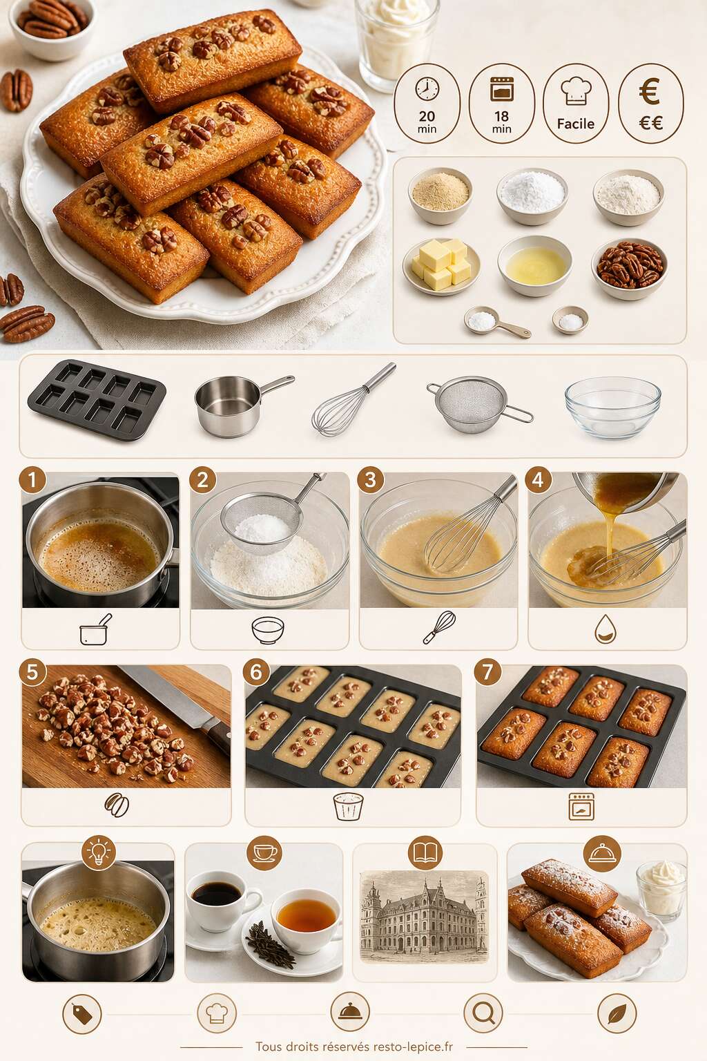 Fiche recette Recette de financiers aux noix de pécan Fiche recette Recette de financiers aux noix de pécan