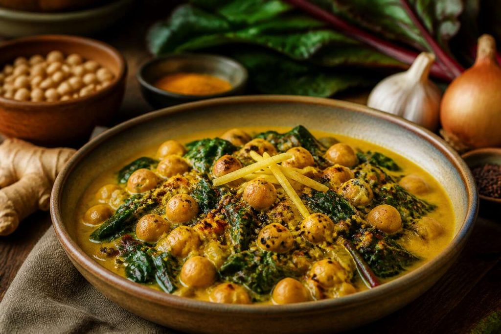Curry rapide de pois chiches et blettes à la pâte de tamarin