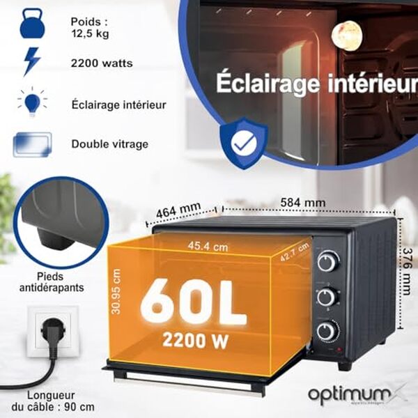 Découvrez notre avis complet sur le four OptimumX 60L XXL : capacité XXL, chaleur tournante performante et résultats de cuisson testés en détail.