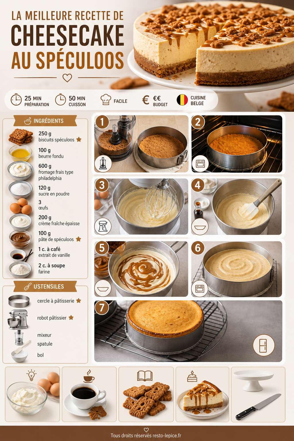 Fiche recette La meilleure recette de cheesecake au spéculoos Fiche recette La meilleure recette de cheesecake au spéculoos