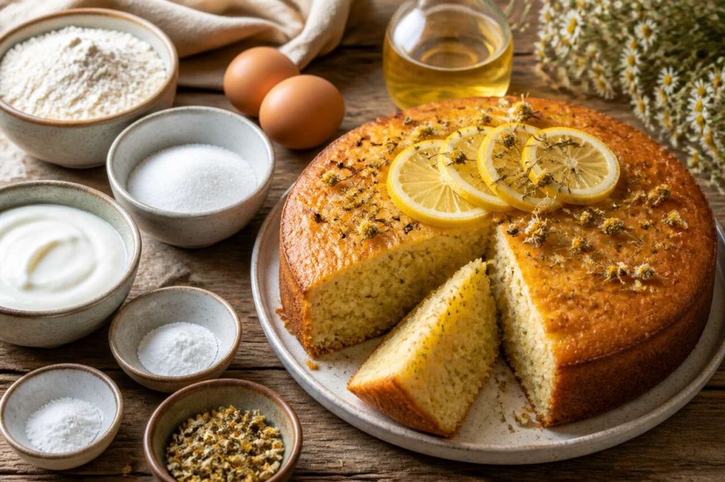 Recette du cake au yaourt au citron et à la camomille