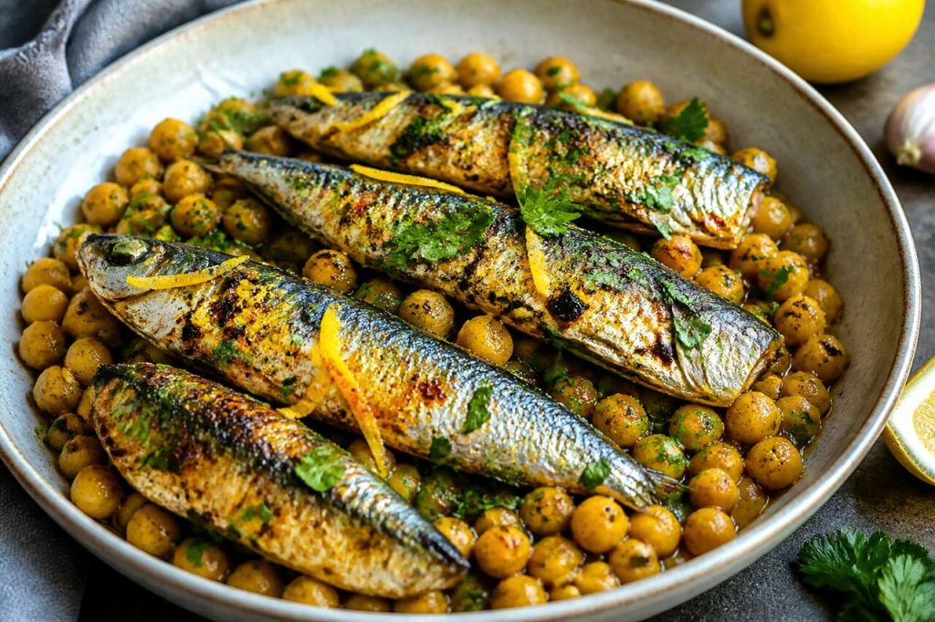 Recette de sardines aux pois chiches, citron et persil