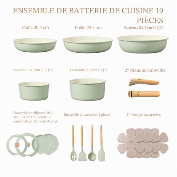 Découvrez notre test complet du lot de casseroles et poêles Carote avec poignée détachable. Qualité, performance et praticité : tous les détails pour bien choisir votre batterie de cuisine.