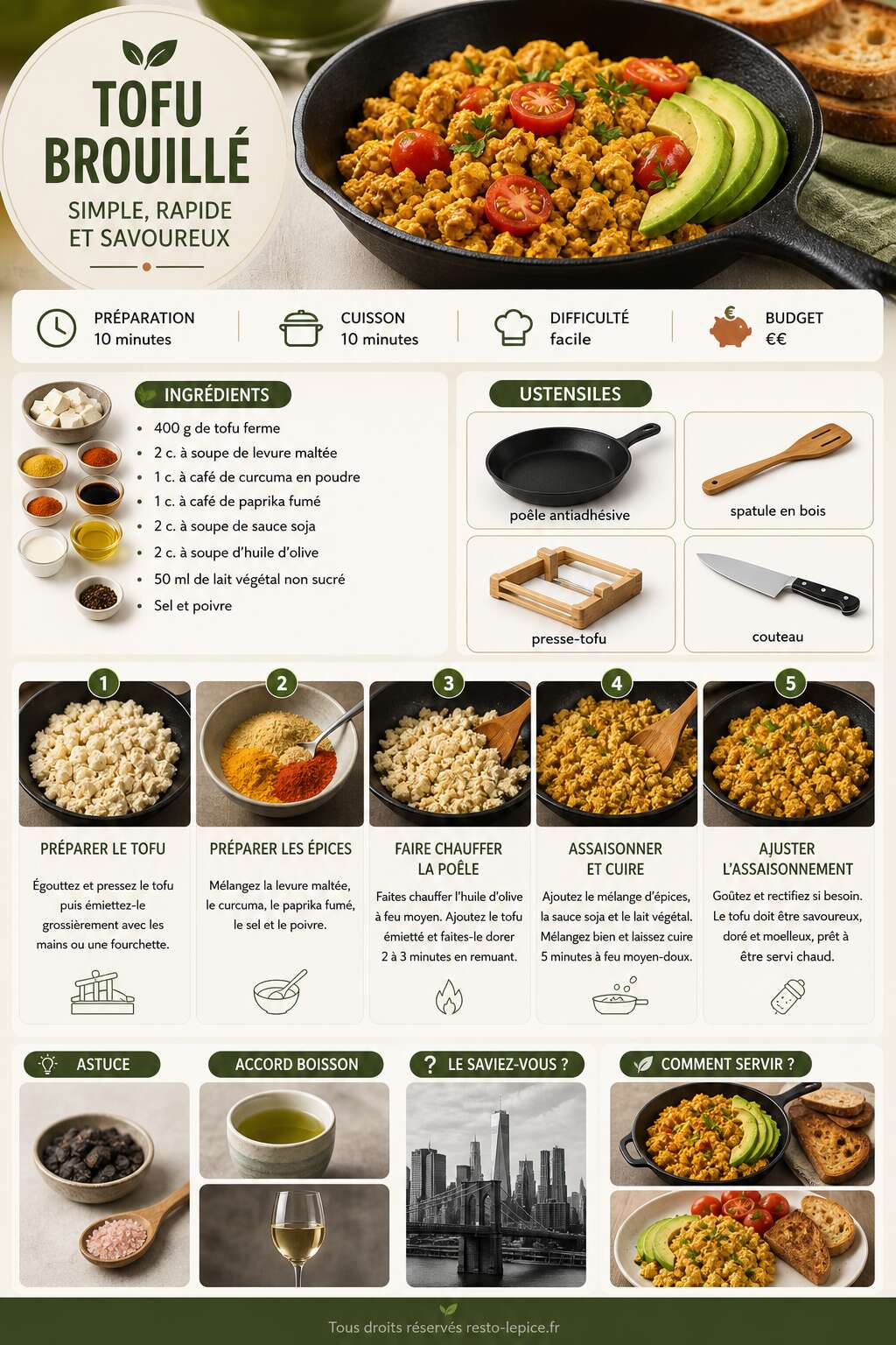 Fiche recette Recette de tofu brouillé : simple, rapide et savoureux Fiche recette Recette de tofu brouillé : simple, rapide et savoureux