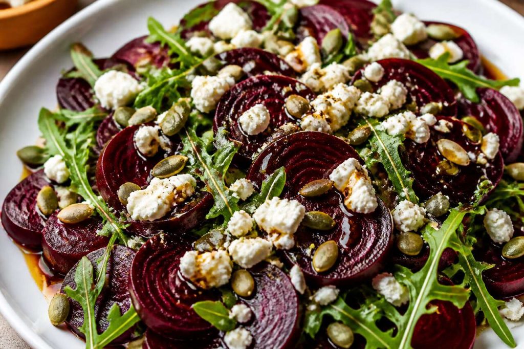 Recette de salade de betteraves, feta et graines de courge