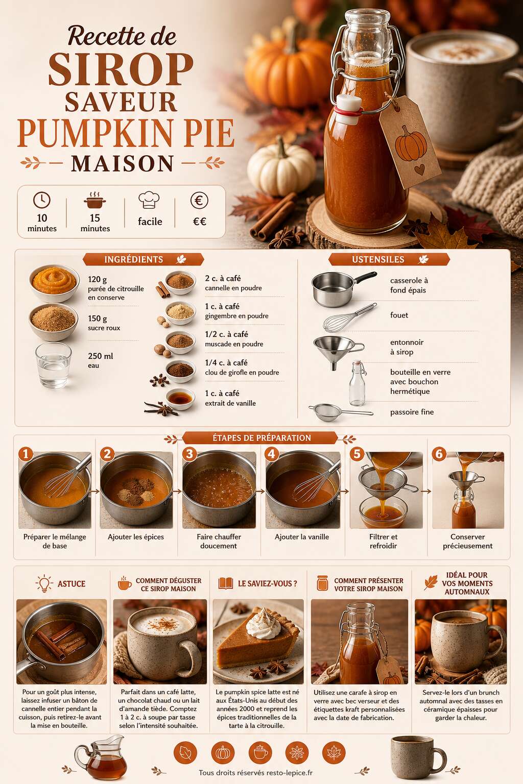Fiche recette Recette de sirop saveur pumpkin pie maison Fiche recette Recette de sirop saveur pumpkin pie maison