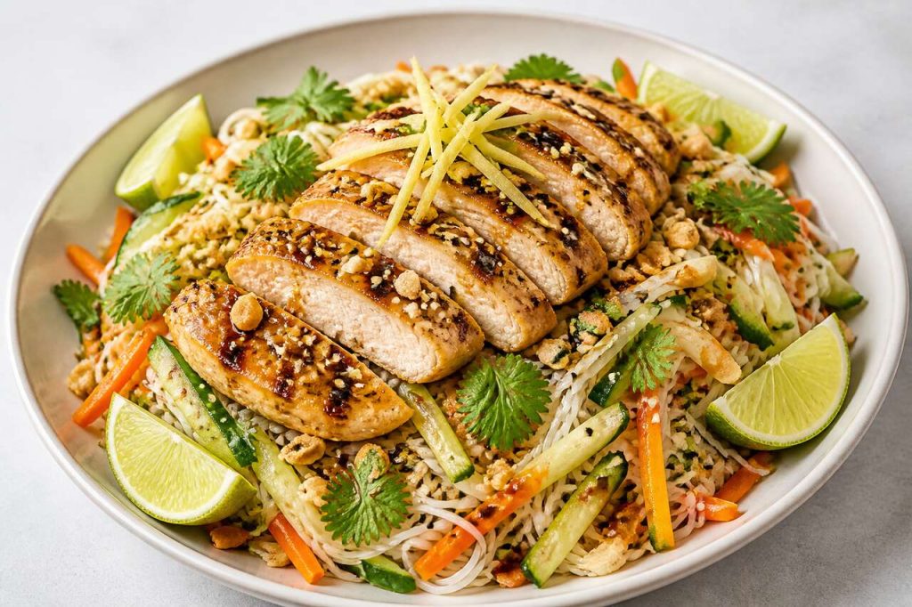Recette de salade de nouilles au poulet et gingembre