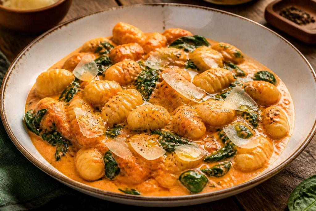 Recette de gnocchis à la tomate, épinards et mascarpone