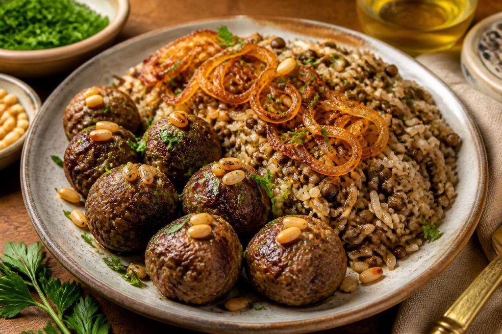 Recette de boulettes de viande à la libanaise et mujadara