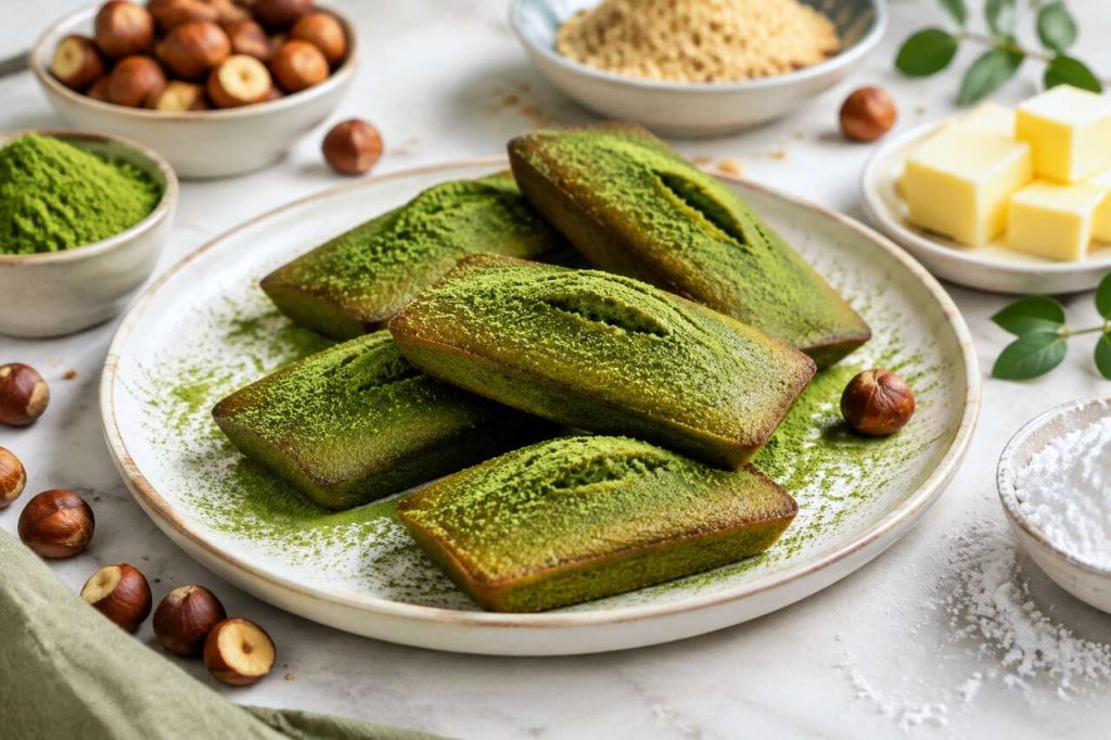 Recette de financiers aux noisettes et thé matcha