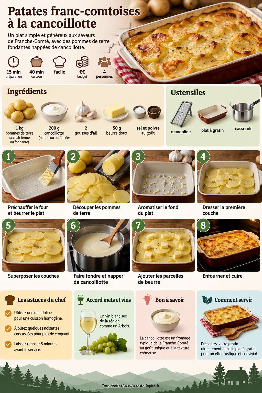 Fiche recette Recette de patates franc-comtoises &agrave; la cancoillotte