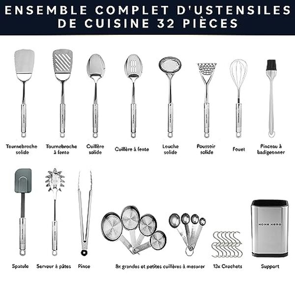 Découvrez notre test détaillé du set d'ustensiles inox anti-adhésif 32 pièces : qualité, durabilité et performance en cuisine