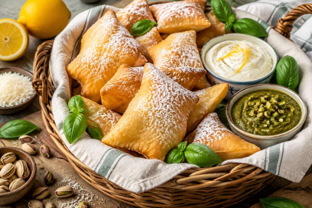 Recette de gnocco fritto au mascarpone citronné et pesto de pistache