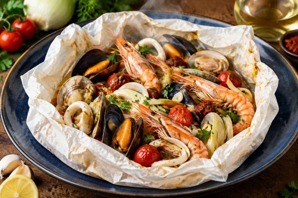 Recette de papillote de fruits de mer au fenouil et à la nduja