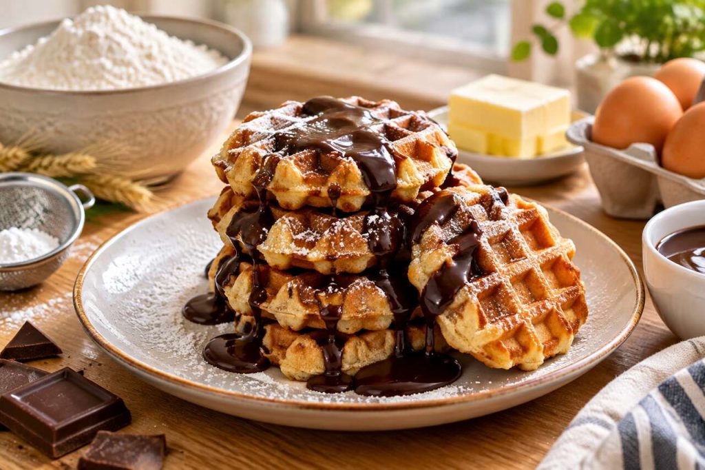 Recette de petites gaufres et sauce au chocolat