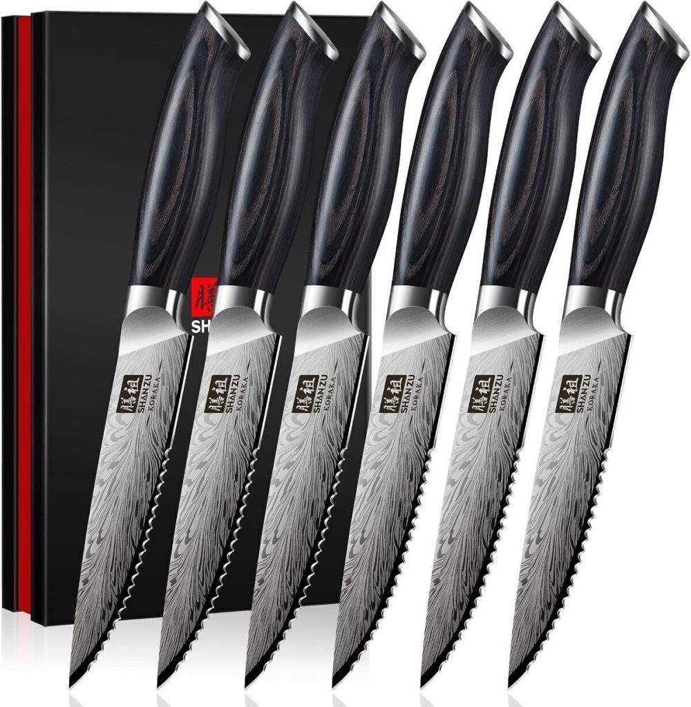 Test : set couteaux steak japonais Shan Zu 63 HRC