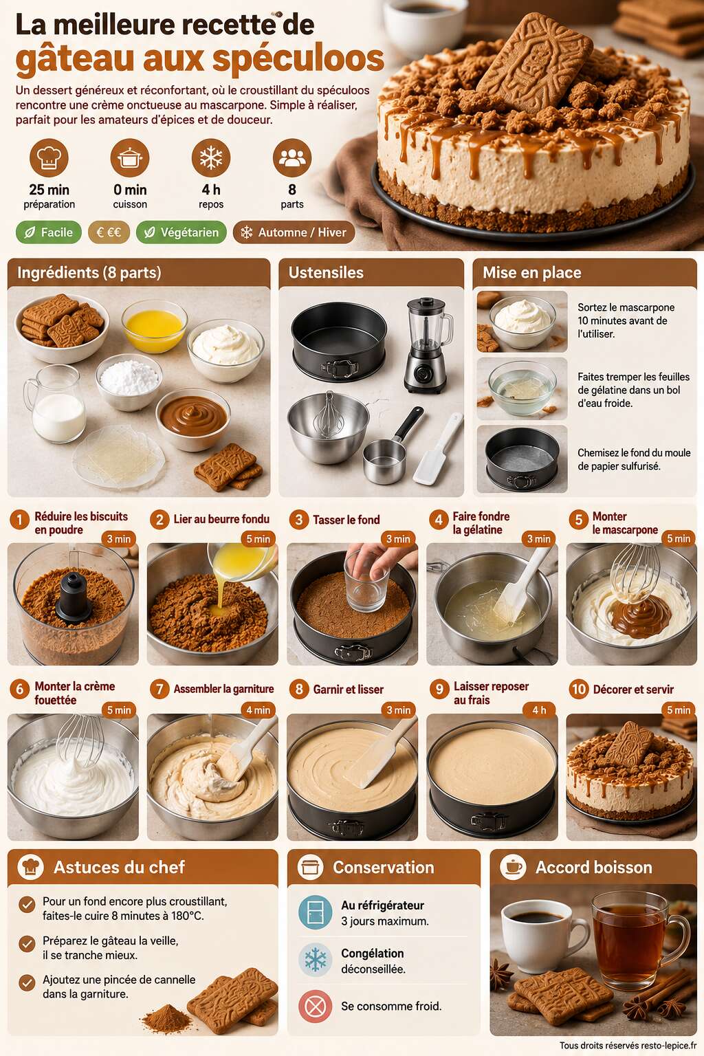 Fiche recette La meilleure recette de g&acirc;teau aux sp&eacute;culoos