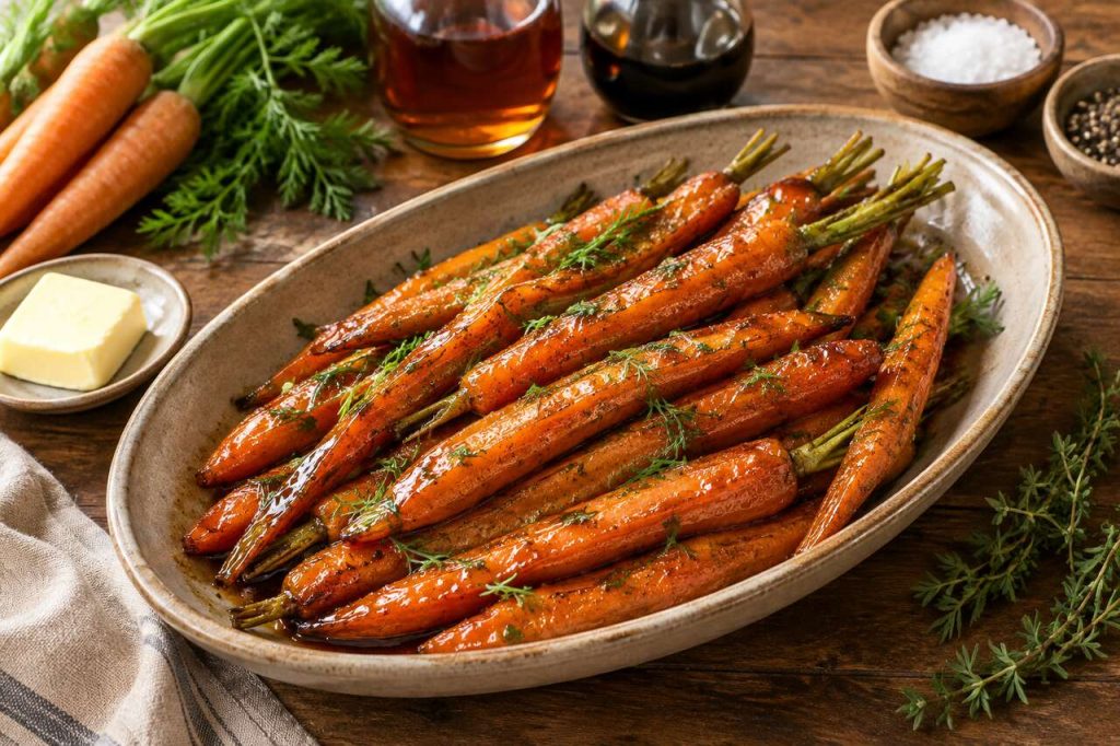 Recette de carottes glacées au balsamique et au sirop d'érable