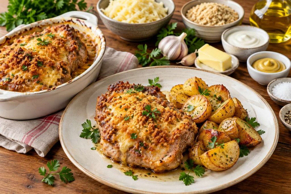 Recette de côtelettes de porc gratinées au four
