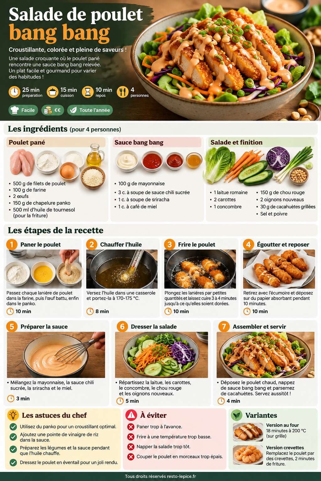 Fiche recette Recette de la salade de poulet bang bang Fiche recette Recette de la salade de poulet bang bang